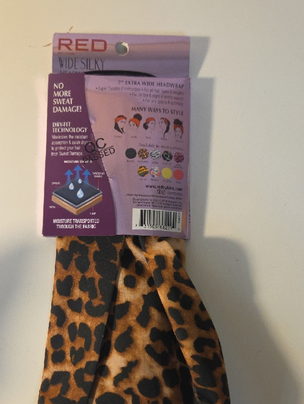 Red Wide Silky Leopard Headwrap - Brown & Black - Picture 3 of 3